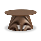 Shorwell Oak Slatted Round Coffee Table Dark Stain Front1 from Roseland Furniture