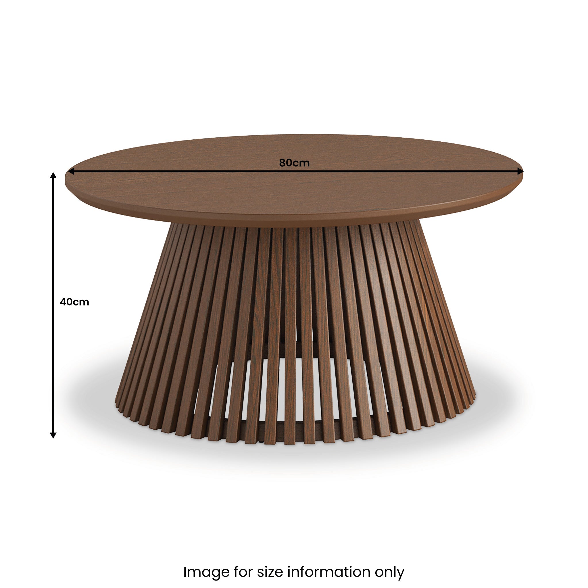 Shorwell Dark Oak Slatted Round Coffee Table for Living Room Roseland
