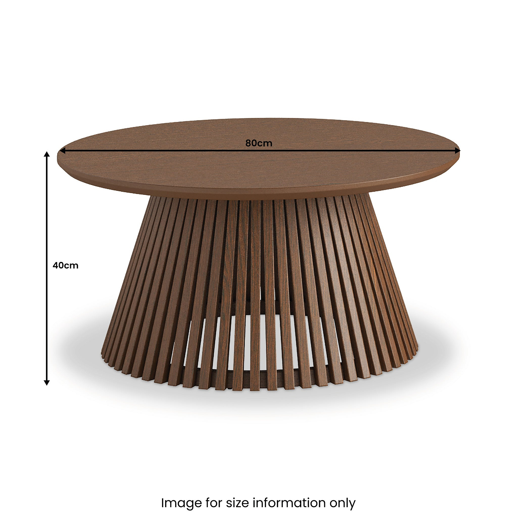 Shorwell Oak Slatted Round Coffee Table Dark Stain Front1 from Roseland Furniture