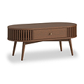 Shorwell Oak Slatted Oval 1 Drawer Coffee Table Dark Stain from Roseland Furniture