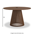Shorwell Oak Slatted Round Dining Table Dark Stain Front1 from Roseland Furniture