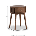 Shorwell Oak Slatted Round 1 Drawer Side Table Dark Stain dimensions