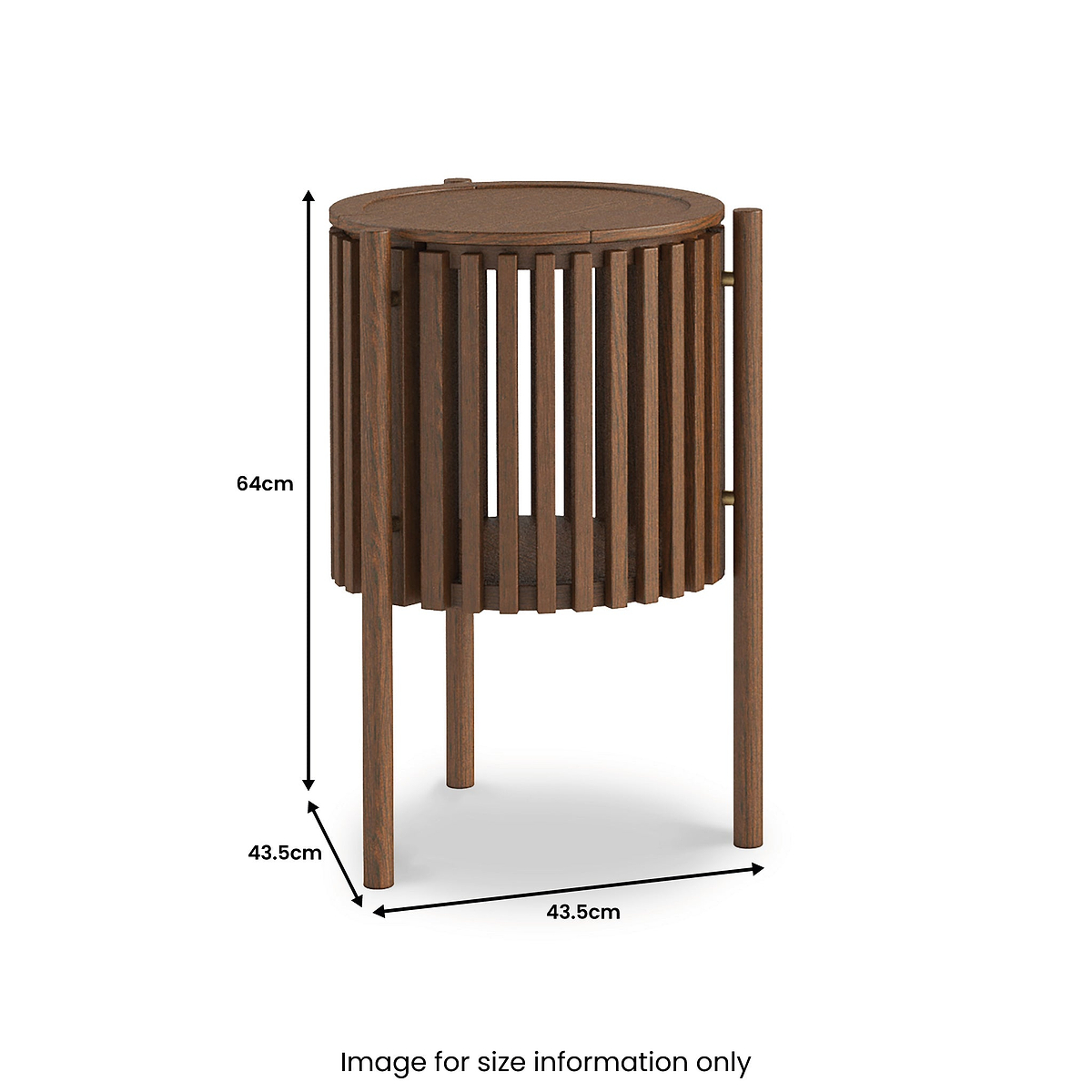 Shorwell Oak Slatted Story 1 Door Side Table Dark Stain from Roseland Furniture