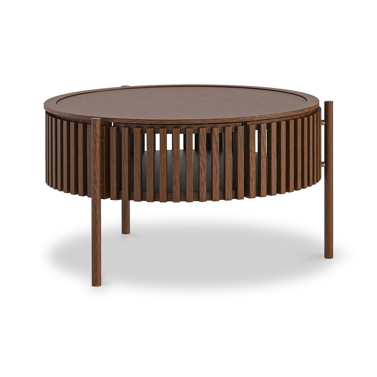 Shorwell Oak Slatted Story 1 Door Coffee Table Dark Stain from Roseland Furniture