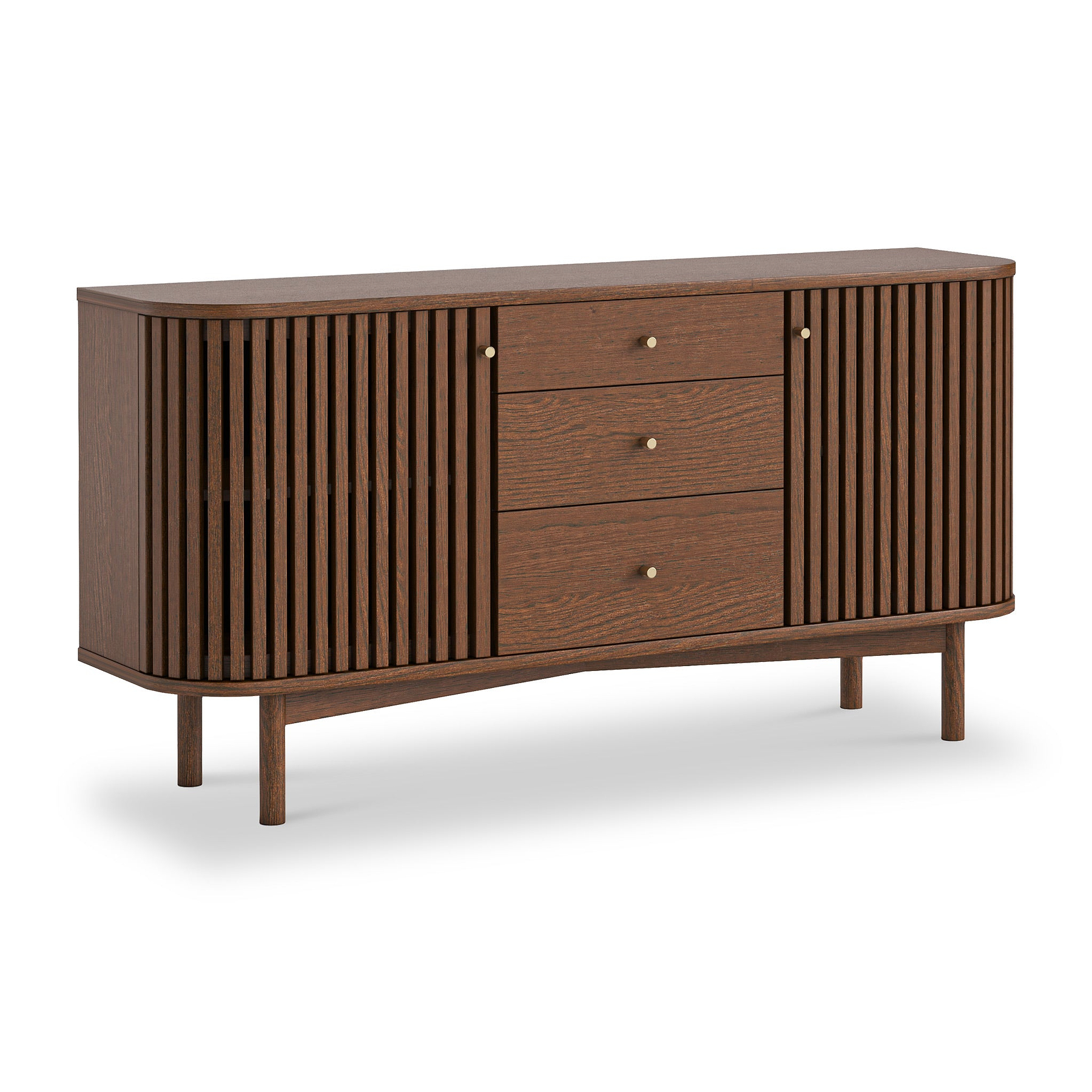 Shorwell Oak Slatted Sideboard with Drawer Dark Stain from Roseland Furniture