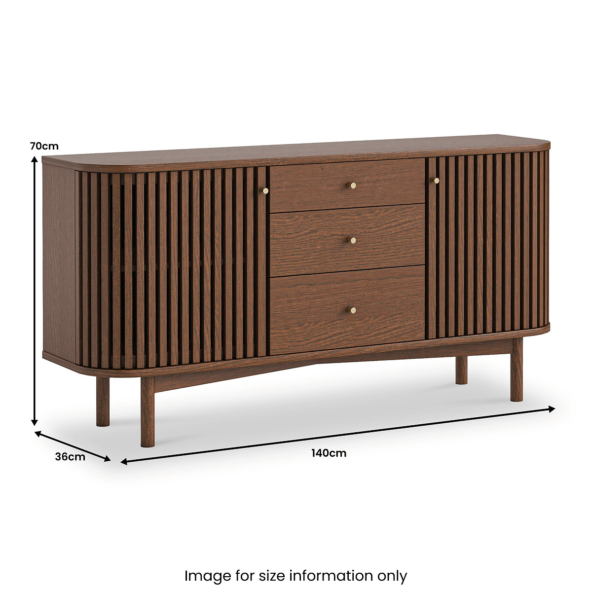 Shorwell Oak Slatted Sideboard with Drawer Dark Stain from Roseland Furniture