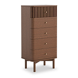 Shorwell Oak Slatted 5 Drawer Tallboy Chest Dark Stain from Roseland Furniture
