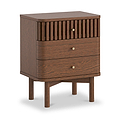 Shorwell Oak Slatted 3 Drawer Bedside Dark Stain from Roseland Furniture