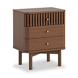 Shorwell Oak Slatted 3 Drawer Bedside Dark Stain from Roseland Furniture