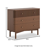 Shorwell Oak Slatted 3 Drawer Chest of Drawers Dark Stain from Roseland Furniture
