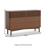 Shorwell Oak Slatted 6 Drawer Chest of Drawers Dark Stain from Roseland Furniture