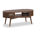 Shorwell Oak Slatted Open Shelf Oval Coffee Table Dark Stain from Roseland Furniture