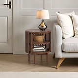 Shorwell Oak Slatted Open Shelf Side Table Dark Stain from Roseland Furniture