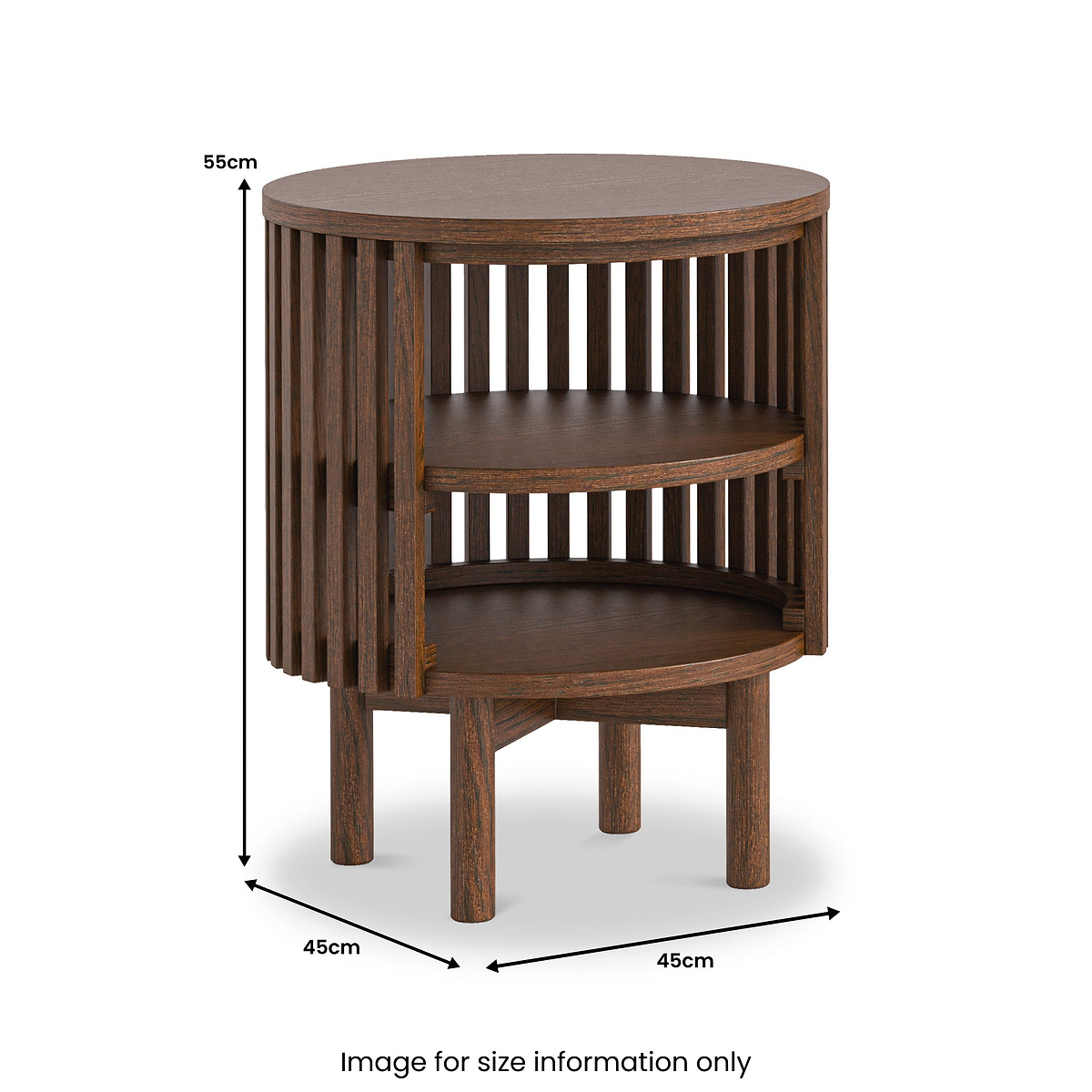 Shorwell Oak Slatted Open Shelf Side Table Dark Stain from Roseland Furniture