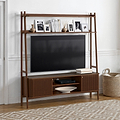 Shorwell Oak Slatted Medium TV Ladder Unit Dark Stain from Roseland Furniture