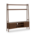 Shorwell Oak Slatted Medium TV Ladder Unit Dark Stain from Roseland Furniture