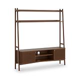 Shorwell Oak Slatted Medium TV Ladder Unit Dark Stain from Roseland Furniture