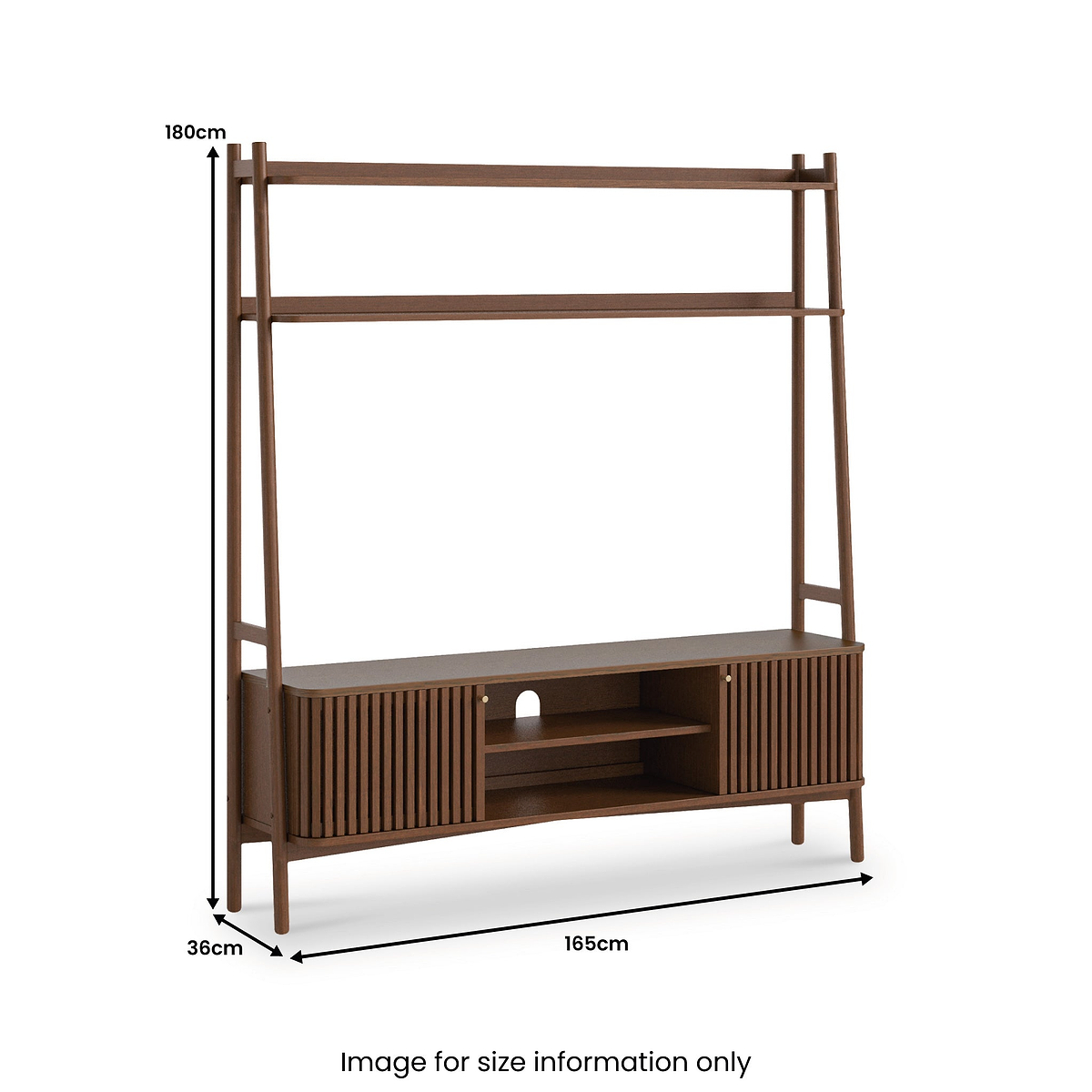 Shorwell Oak Slatted Medium TV Ladder Unit Dark Stain from Roseland Furniture