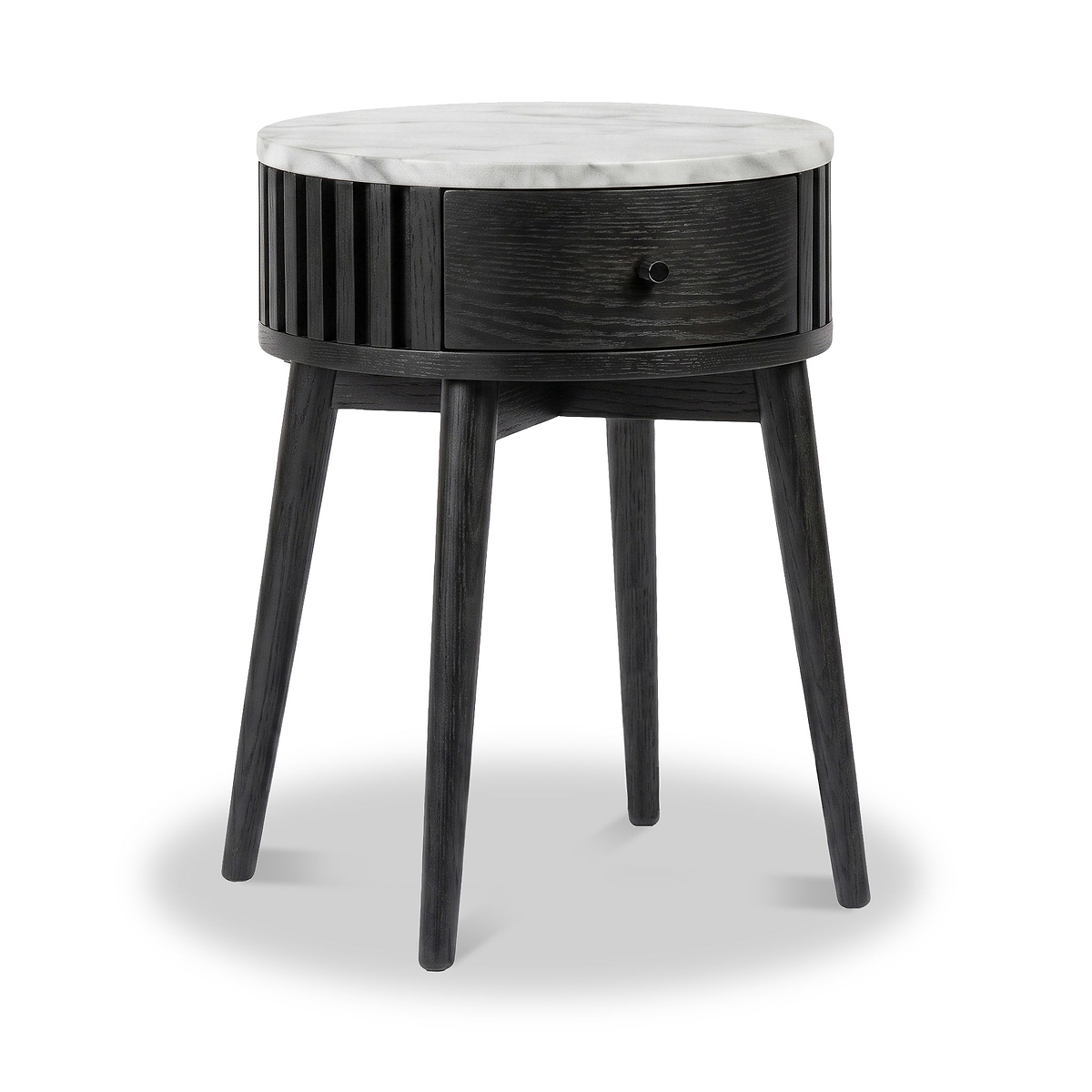 Shorwell Black & Marble 1 Drawer Side Table from Roseland Furniture