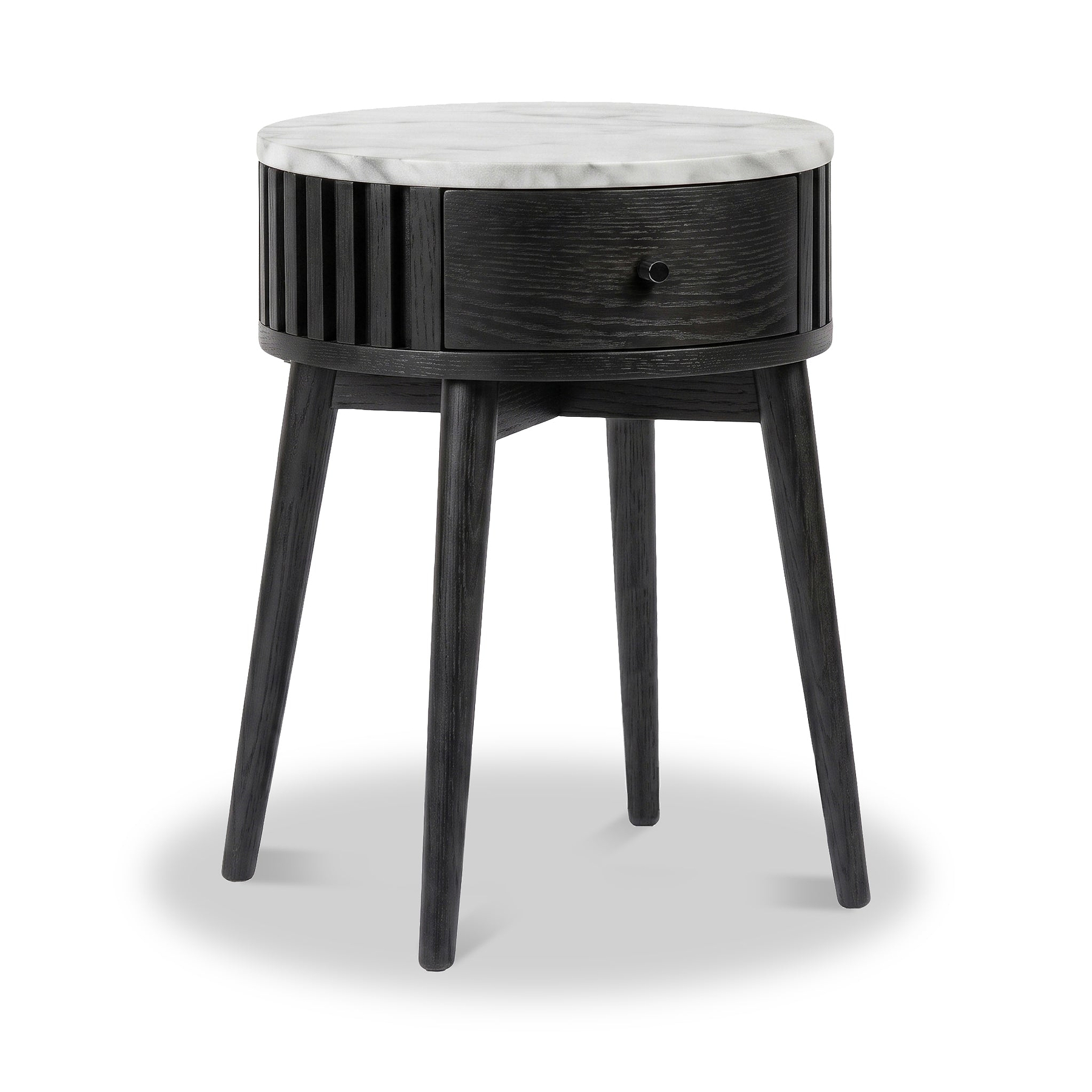 Shorwell Black & Marble 1 Drawer Side Table from Roseland Furniture