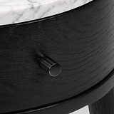 Shorwell Black & Marble 1 Drawer Side Table from Roseland Furniture
