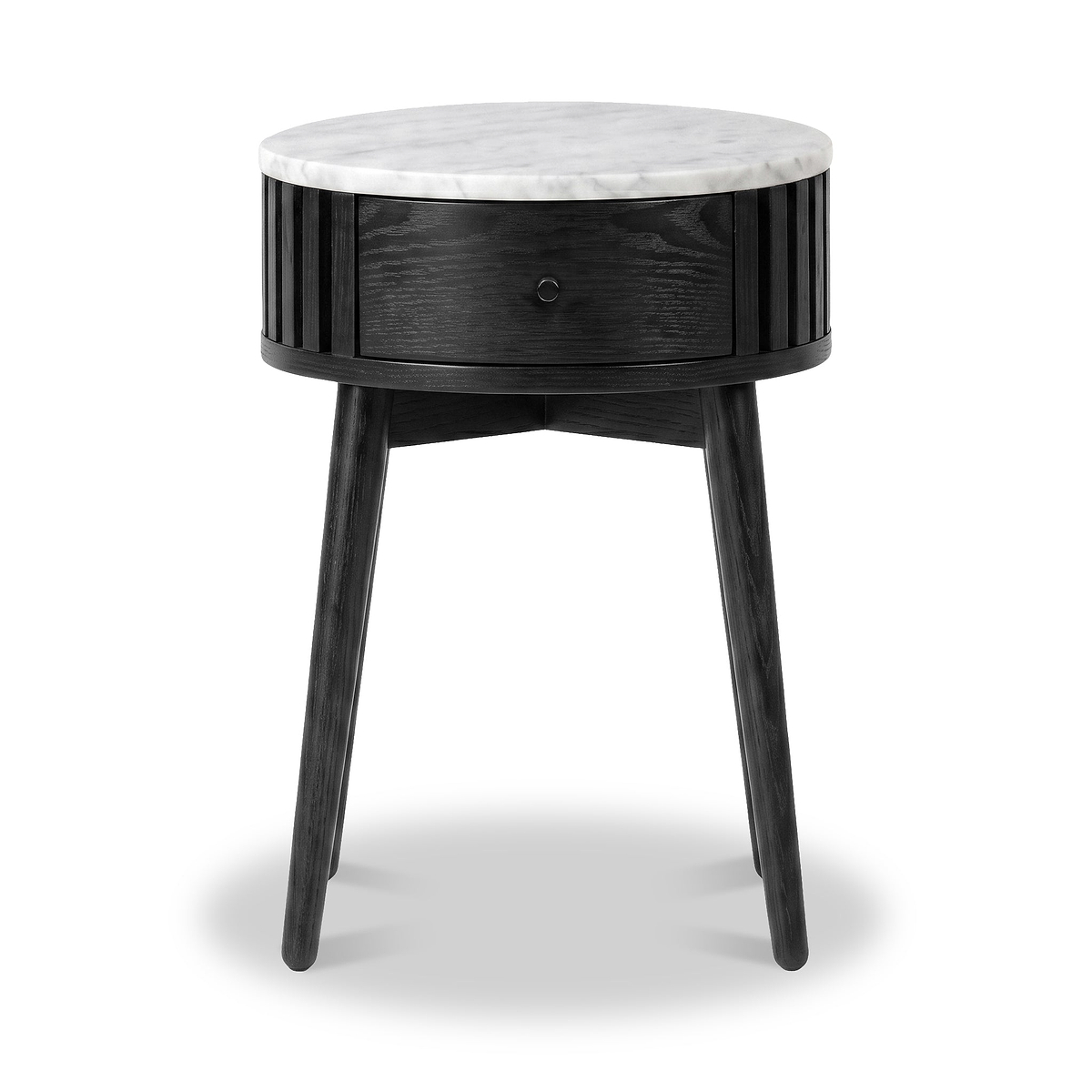 Shorwell Black & Marble 1 Drawer Side Table from Roseland Furniture