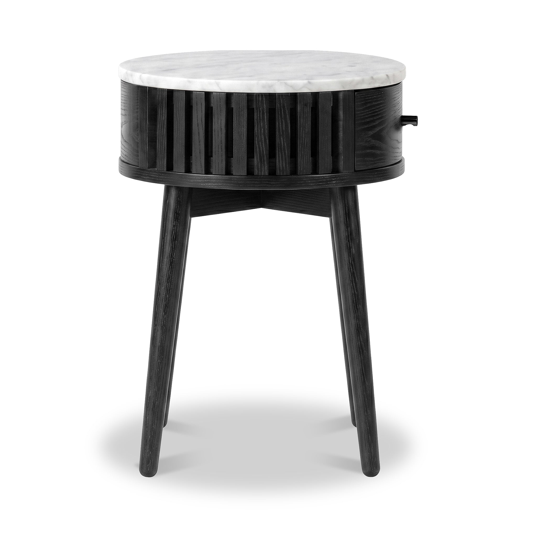Shorwell Black & Marble 1 Drawer Side Table from Roseland Furniture