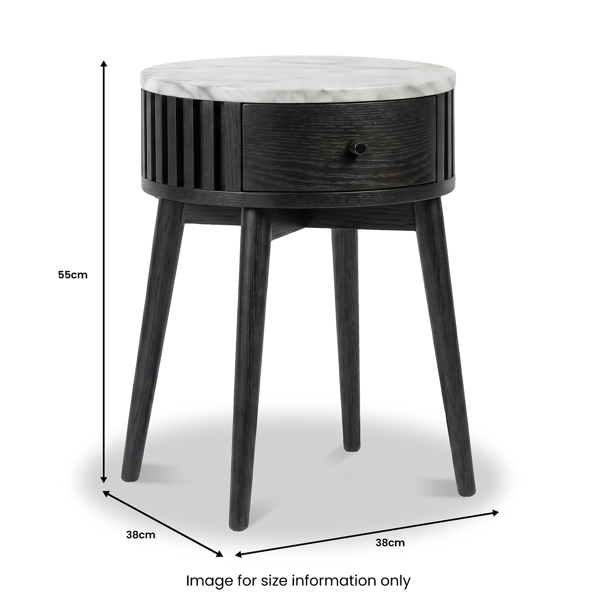 Shorwell Black & Marble 1 Drawer Side Table dimensions