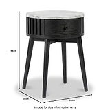 Shorwell Black & Marble 1 Drawer Side Table dimensions