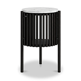 Shorwell Black & Marble 1 Door Side Table from Roseland Furniture