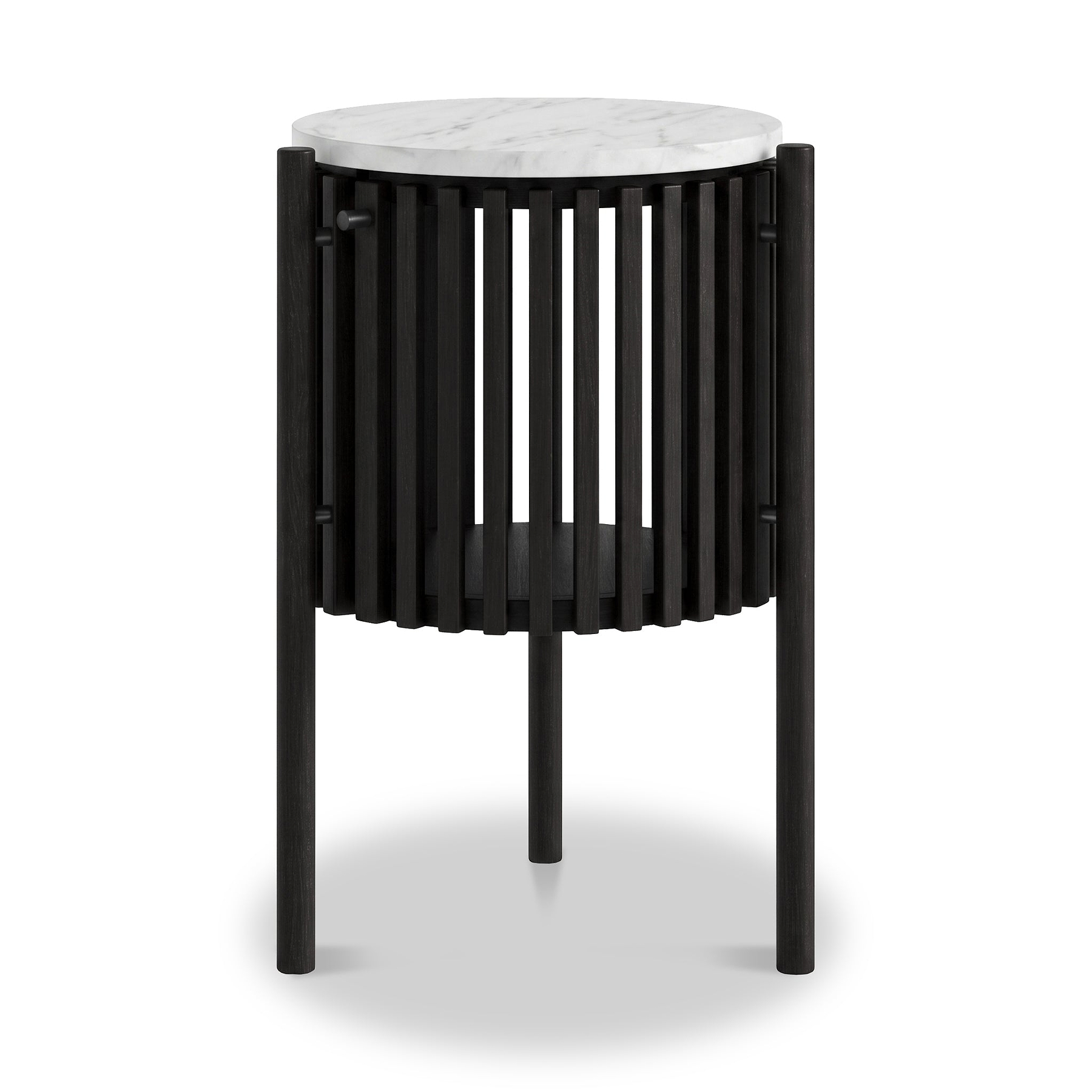 Shorwell Black & Marble 1 Door Side Table from Roseland Furniture