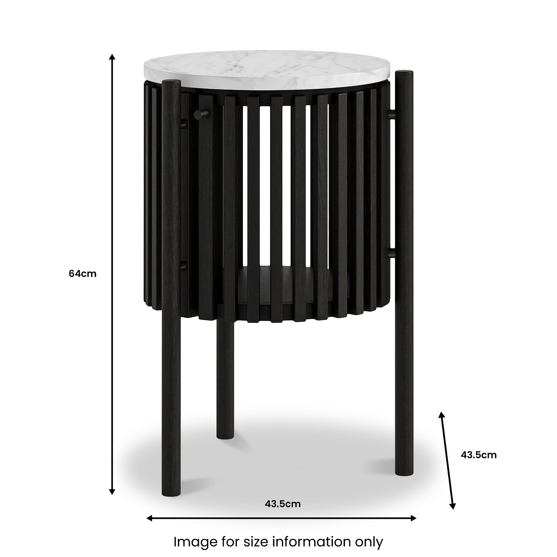 Shorwell Black & Marble 1 Door Side Table dimensions