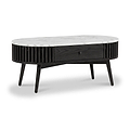 Shorwell Black & Marble 1 Drawer Oval Coffee Table from Roseland Furniture