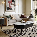 Shorwell Black & Marble 1 Drawer Oval Coffee Table from Roseland Furniture