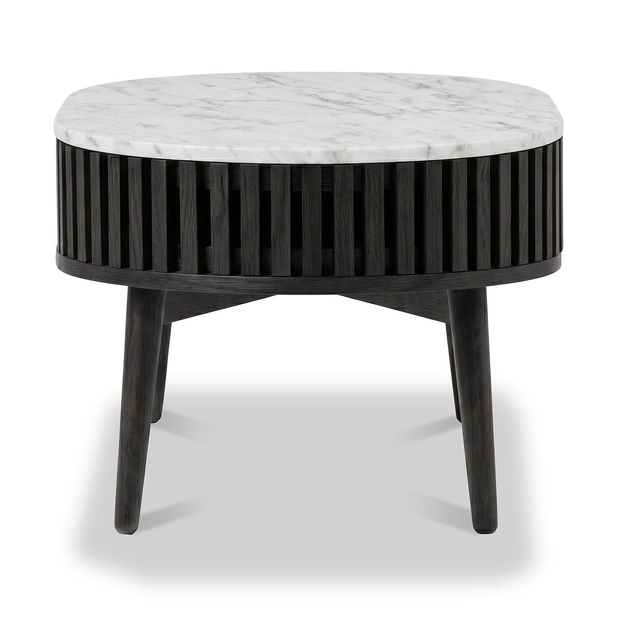 Shorwell Black & Marble 1 Drawer Oval Coffee Table from Roseland Furniture