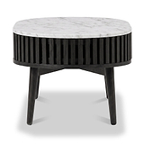 Shorwell Black & Marble 1 Drawer Oval Coffee Table from Roseland Furniture