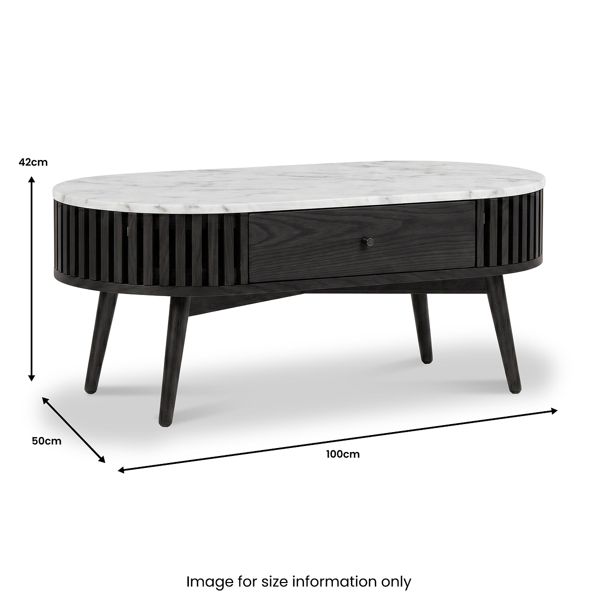 Shorwell Black & Marble 1 Drawer Oval Coffee Table dimensions