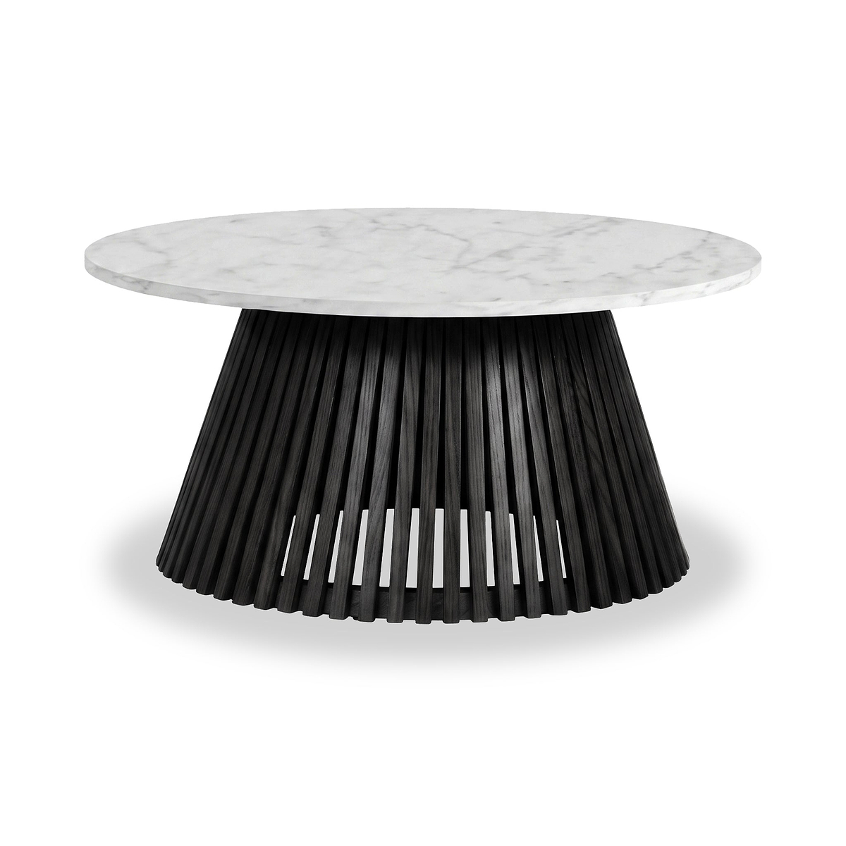 Shorwell Black & Marble 80cm Round Coffee Table from Roseland Furniture