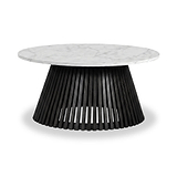 Shorwell Black & Marble 80cm Round Coffee Table from Roseland Furniture