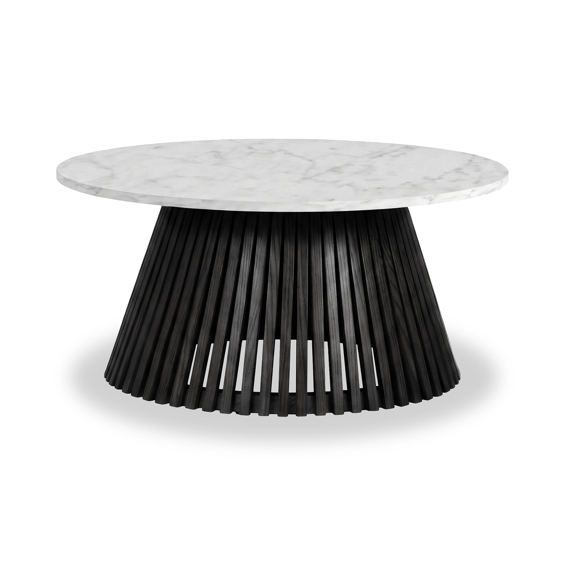 Shorwell Black & Marble 80cm Round Coffee Table from Roseland Furniture