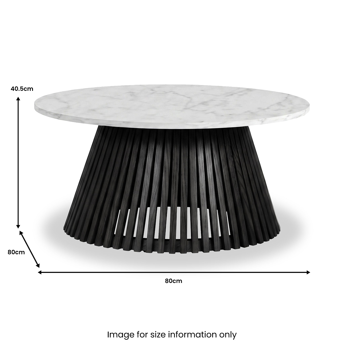 Shorwell Black & Marble 80cm Round Coffee Table dimensions