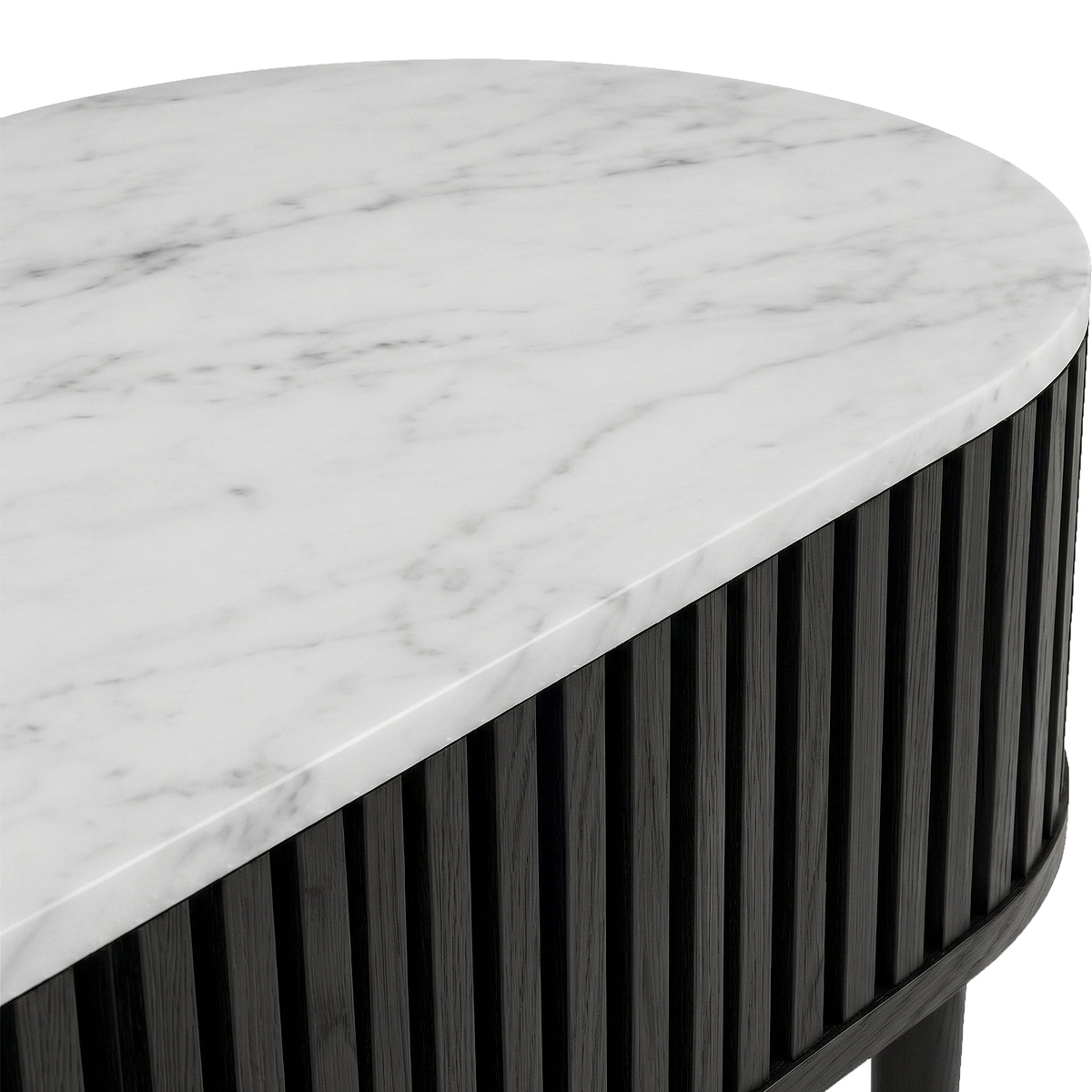 Shorwell Black & Marble Oval Console Table from Roseland Furniture