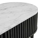 Shorwell Black & Marble Oval Console Table from Roseland Furniture