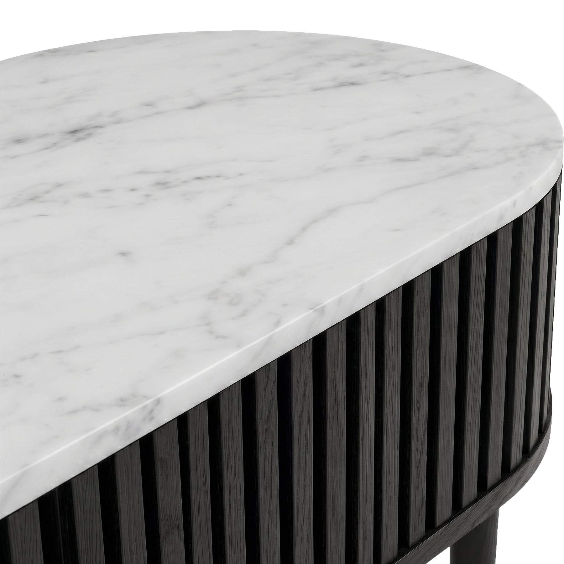Shorwell Black & Marble Oval Console Table from Roseland Furniture