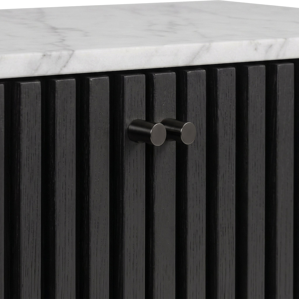 Shorwell Black & Marble Oval Console Table from Roseland Furniture