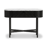 Shorwell Black & Marble Oval Console Table from Roseland Furniture