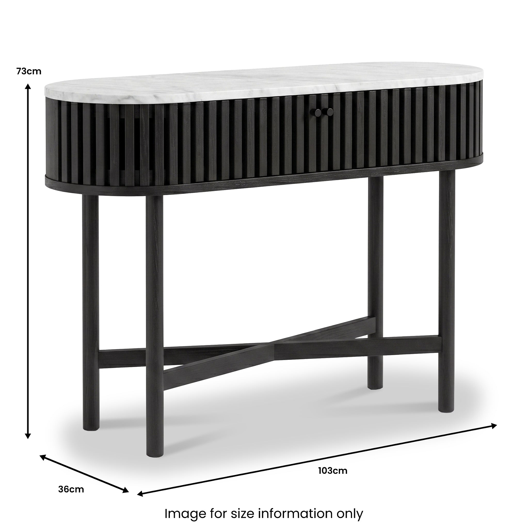 Shorwell Black & Marble Oval Console Table dimensions