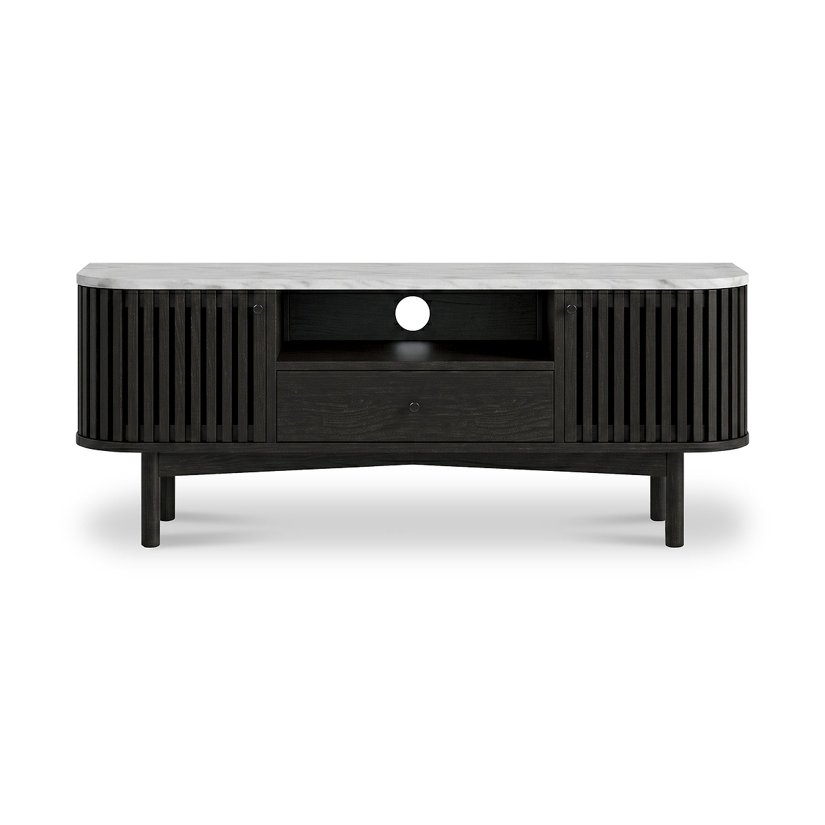 Shorwell Black & Marble Slatted 130cm TV Unit from Roseland Furniture