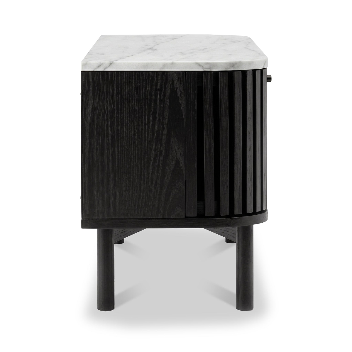 Shorwell Black & Marble Slatted 130cm TV Unit from Roseland Furniture