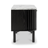 Shorwell Black & Marble Slatted 130cm TV Unit from Roseland Furniture
